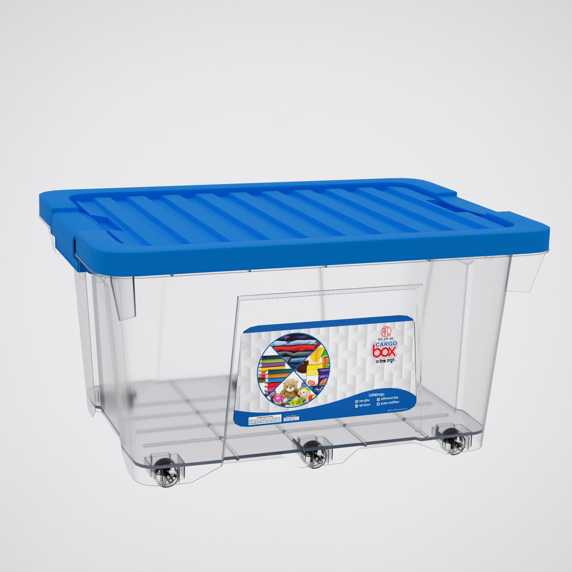 Picture of Premium Multifunctional Collapsible Cargo Storage Box | 180 L | Durable Plastic Trunk Organizer for Toys | Cargo Box  | Heavy-Duty, Space-Saving Design with Sturdy Handles | Perfect for Groceries, Tools, and Travel Gear | Foldable for Easy Storage | Versatile Car Accessory