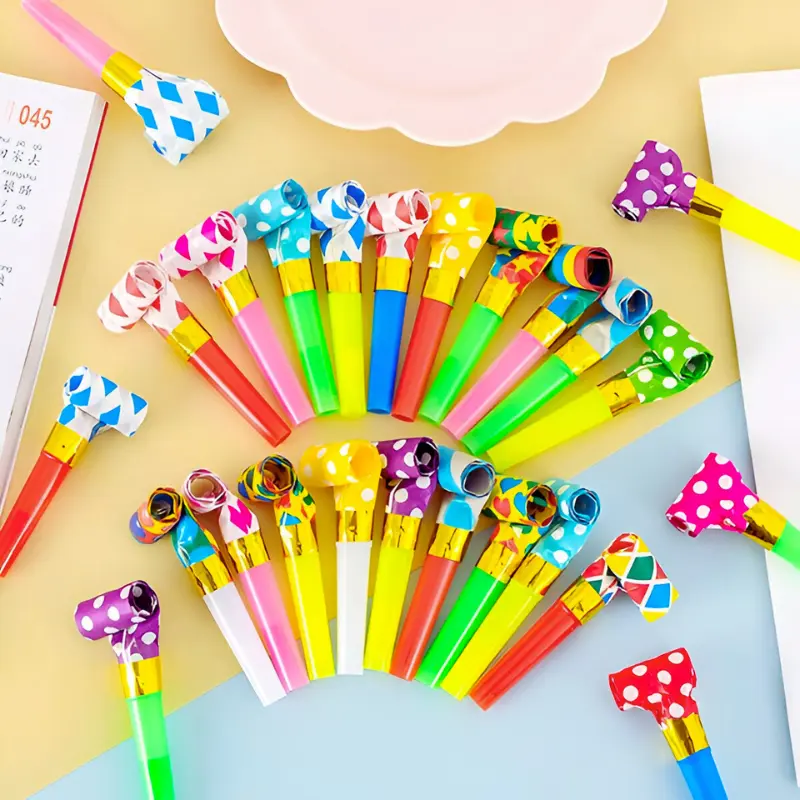 Party Blowing Dragon Whistle- Colorful Party Blowers Horns Whistles for Kids Birthday Party & Festival- (Pack of 10 Pcs)