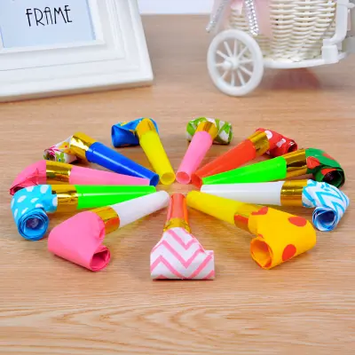Party Blowing Dragon Whistle- Colorful Party Blowers Horns Whistles for Kids Birthday Party & Festival- (Pack of 10 Pcs)
