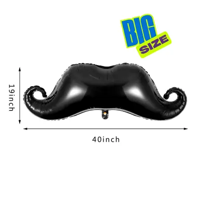 Moustache Theme Black and White Birthday Party Decor- Full Package with Backdrop, Balloon Arch Kit, Banner, and Foil Balloons (Pack of 83 Pcs)