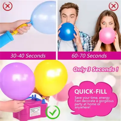 Electric Balloon Pump with Double Nozzle Inflator 110V-120V 600W High Power Blower Portable Pumper for Party, Wedding, Birthday & Event Decoration- (Pack of 1 Pcs)
