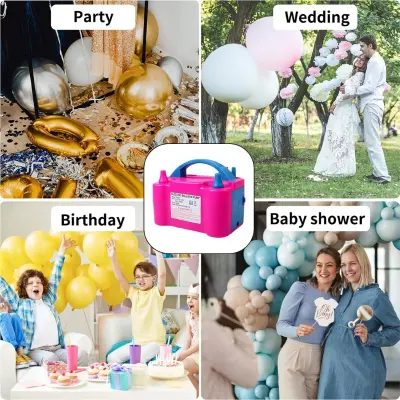 Electric Balloon Pump with Double Nozzle Inflator 110V-120V 600W High Power Blower Portable Pumper for Party, Wedding, Birthday & Event Decoration- (Pack of 1 Pcs)