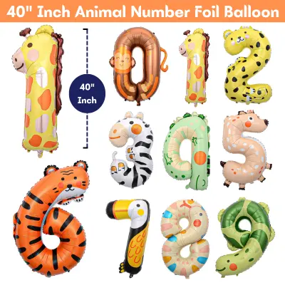 40” Inch Animal Shaped Number Foil Balloon for Birthday, Events and Party Decoration Items- (Pack of 1 Pcs)
