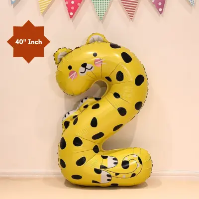 40” Inch Animal Shaped Number Foil Balloon for Birthday, Events and Party Decoration Items- (Pack of 1 Pcs)