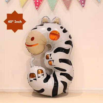 40” Inch Animal Shaped Number Foil Balloon for Birthday, Events and Party Decoration Items- (Pack of 1 Pcs)