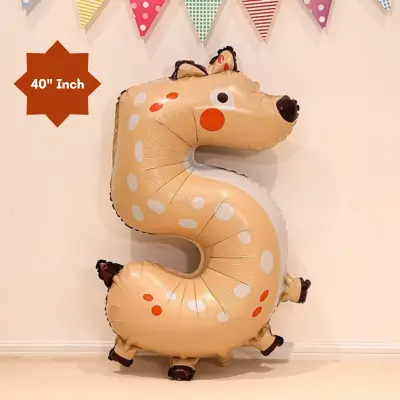 40” Inch Animal Shaped Number Foil Balloon for Birthday, Events and Party Decoration Items- (Pack of 1 Pcs)