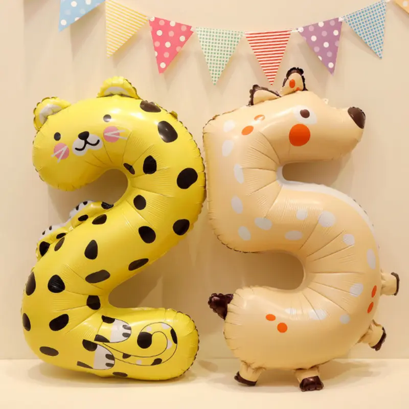 40” Inch Animal Shaped Number Foil Balloon for Birthday, Events and Party Decoration Items- (Pack of 1 Pcs)