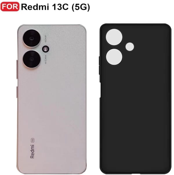 Picture of Back Cover for Cover Case for Redmi 13C 5G (Black Bumper) (Transparent, Camera Bump Protector Black, Grip Case, Silicon
