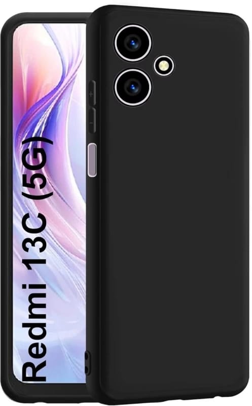 Picture of Back Cover for Cover Case for Redmi 13C 5G (Black Bumper) (Transparent, Camera Bump Protector Black, Grip Case, Silicon