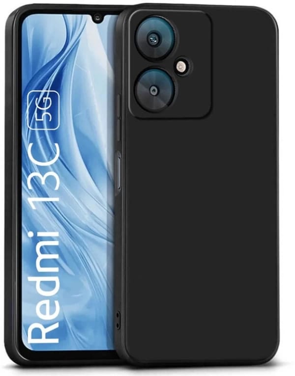 Picture of Back Cover for Cover Case for Redmi 13C 5G (Black Bumper) (Transparent, Camera Bump Protector Black, Grip Case, Silicon