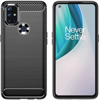 Picture of For OnePlus Nord N10 5G Silicone Back Cover With Carbon Fiber Texture (Back Case Cover For Smartphone)