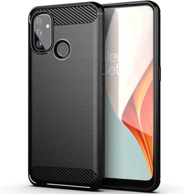 Picture of For OnePlus Nord N100 Silicone Back Cover With Carbon Fiber Texture (Back Case Cover For Smartphone)