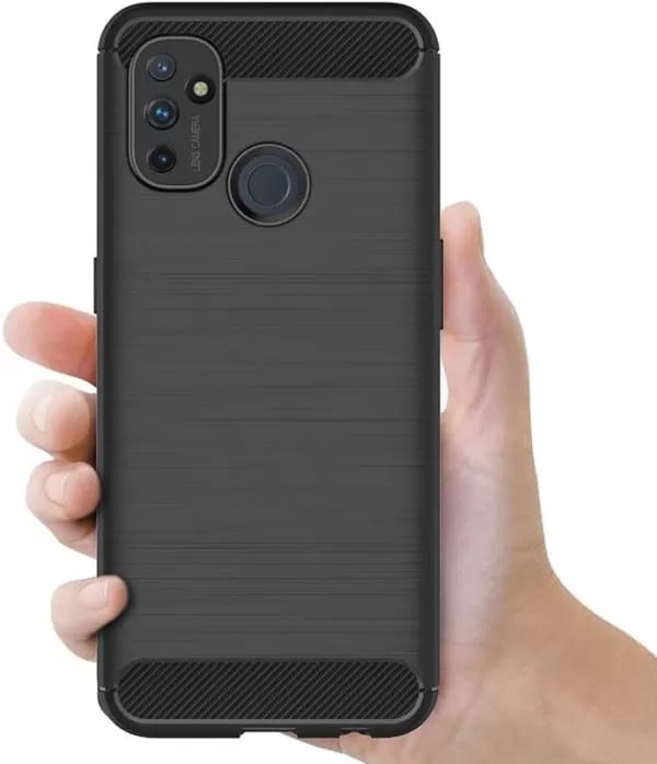 Picture of For OnePlus Nord N100 Silicone Back Cover With Carbon Fiber Texture (Back Case Cover For Smartphone)