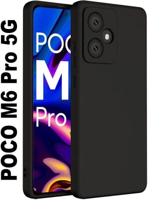 Picture of Back Cover for Cover Case for Xiaomi Poco M6 5G (Black Bumper) (Transparent, Camera Bump Protector Black, Grip Case, Silicon