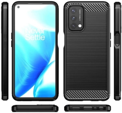 Picture of For OnePlus Nord N200 5G Silicone Back Cover With Carbon Fiber Texture (Back Case Cover For Smartphone)