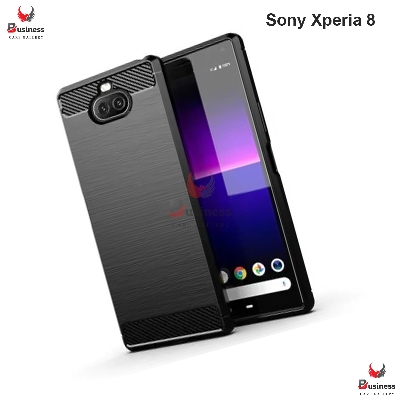 Picture of Carbon Fiber Case For Sony Xperia 8 - Luxury Stylish Rubber Silicone Armor Designed Shockproof Flexible Camera Bumper Protective TPU Back Cover (Back Case Cover For Smartphone)