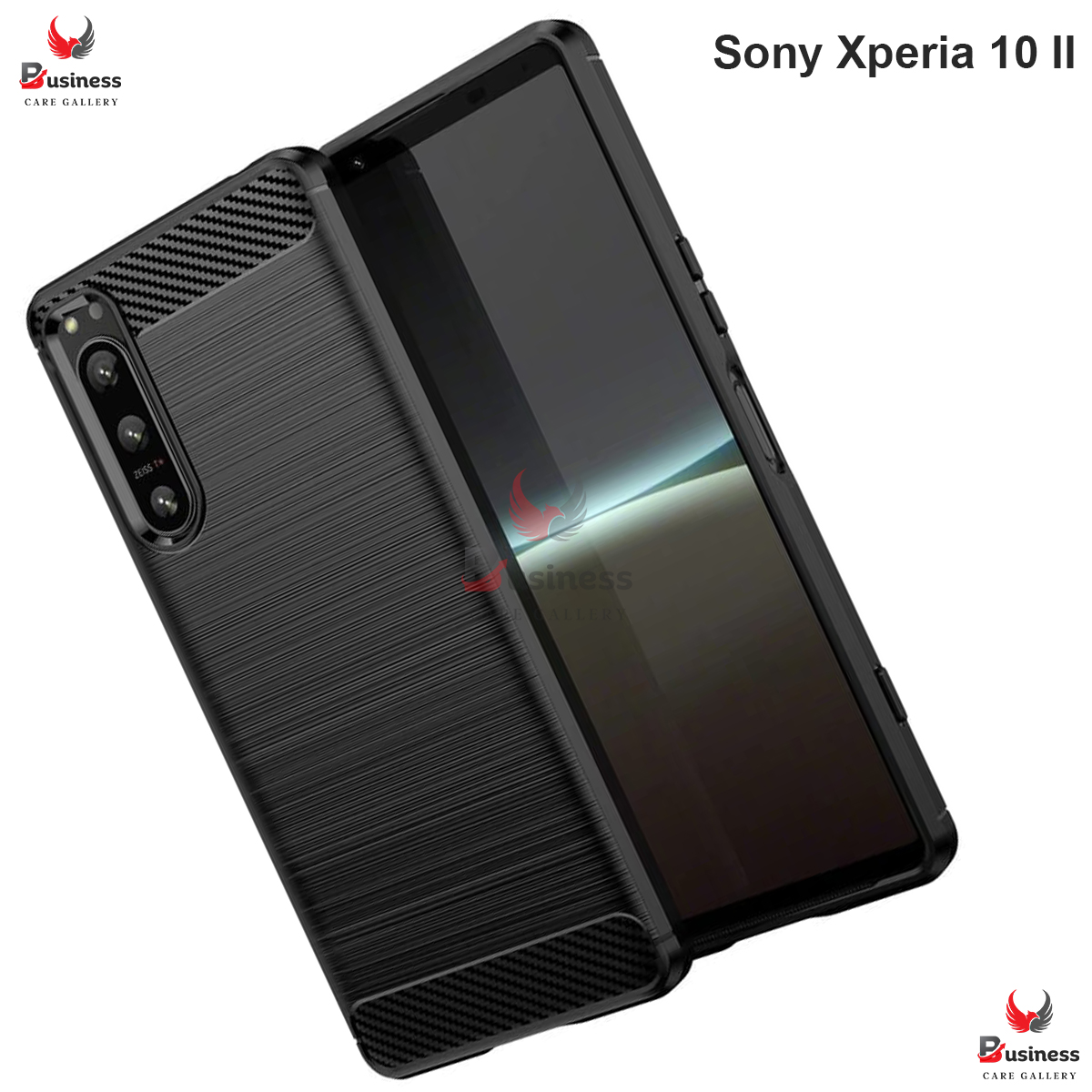 Picture of For Sony Xperia 10 II Silicone Back Cover With Carbon Fiber Texture (Back Case Cover For Smartphone)