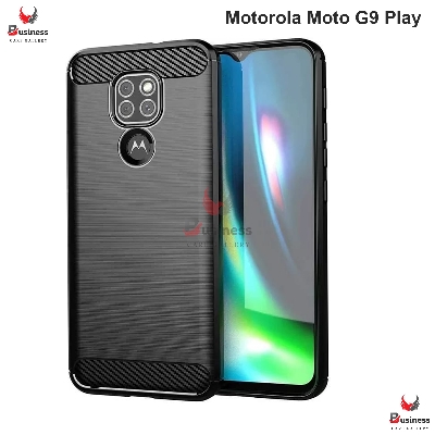 Picture of For Motorola Moto G9 Play Silicone Back Cover With Carbon Fiber Texture (Back Case Cover For Smartphone)