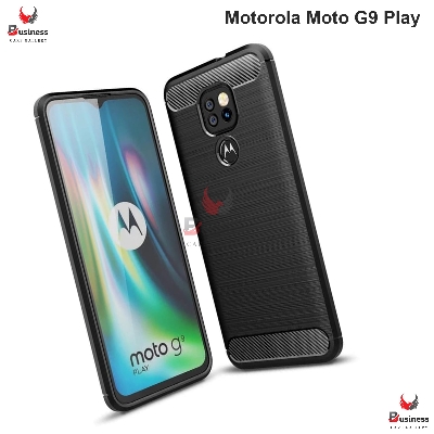 Picture of For Motorola Moto G9 Play Silicone Back Cover With Carbon Fiber Texture (Back Case Cover For Smartphone)
