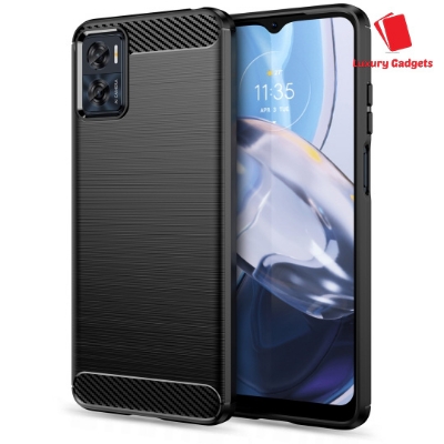 Picture of For Motorola Moto E22, E22i, Carbon Fiber Cases Luxury Stylish Silicone Armor Designed Shockproof Flexible Camera Bumper Protective Phone Back Cover