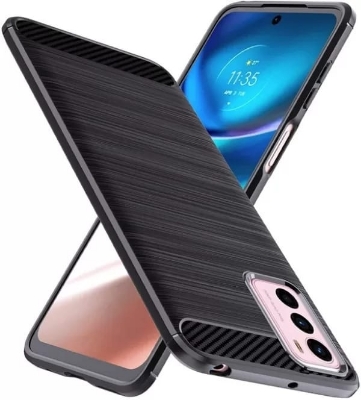 Picture of Motorola G42 Carbon Fiber High Quality Soft Mobile Back Cover (BLACK) for Moto G42 - Rugged Protection for Moto G31 - Premium Safety for Moto G42