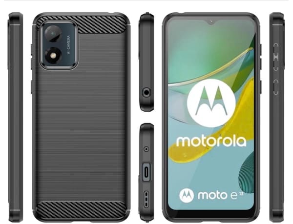Picture of For Motorola Moto E13 Silicone Back Cover With Carbon Fiber Texture (Back Case Cover For Smartphone) Silicone Back Cover With Carbon Fiber Texture (Back Case Cover For Smartphone)