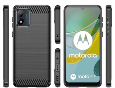 Picture of For Motorola Moto E13 Silicone Back Cover With Carbon Fiber Texture (Back Case Cover For Smartphone) Silicone Back Cover With Carbon Fiber Texture (Back Case Cover For Smartphone)