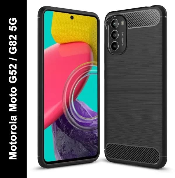 Picture of For For Motorola Moto G52 Silicone Back Cover With Carbon Fiber Texture (Back Case Cover For Smartphone) Silicone Back Cover With Carbon Fiber Texture (Back Case Cover For Smartphone)