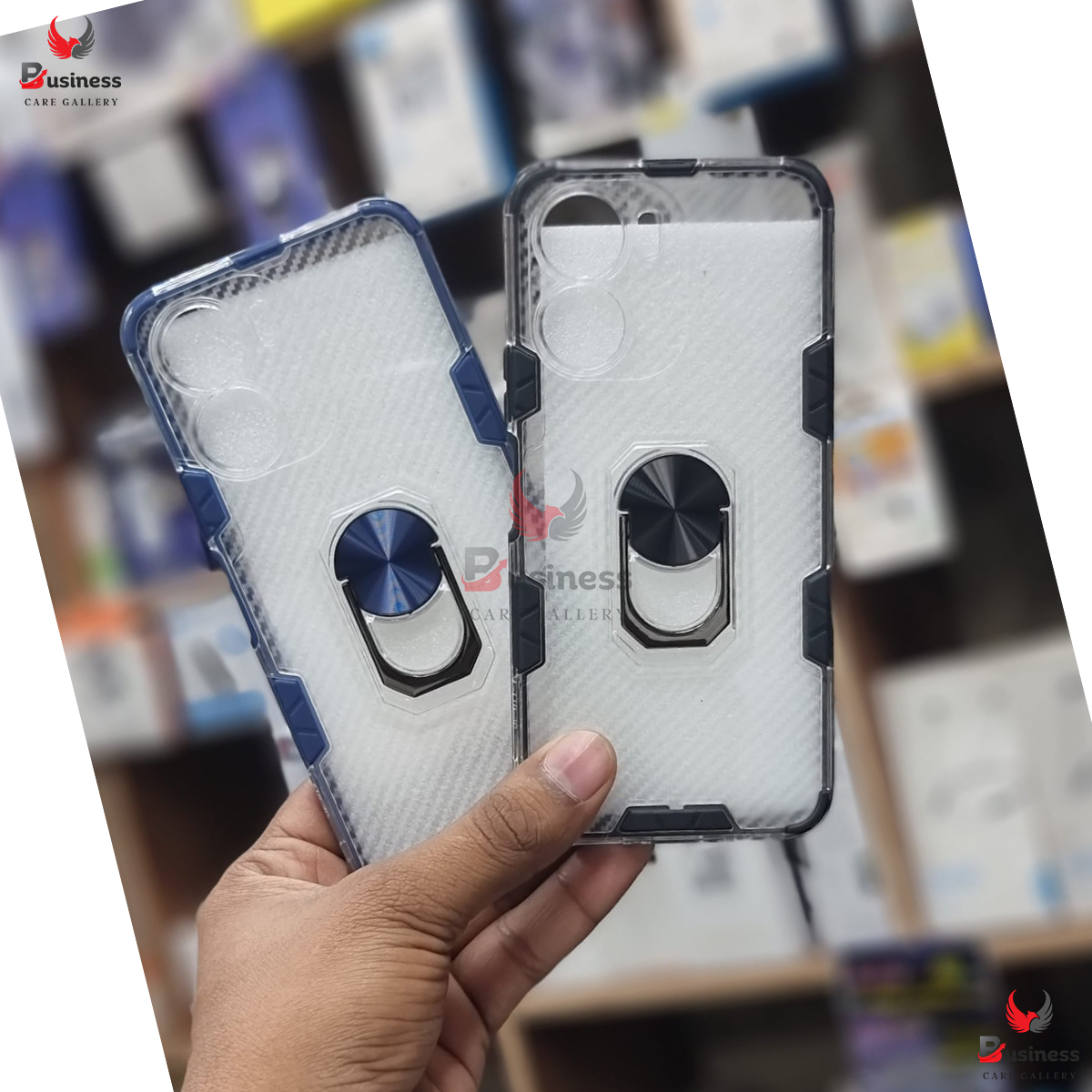 Picture of For Vivo Y02s/Y16  Honeycomb Matte Clear Armor Magnetic Ring Bracket Phone Case For Vivo Y02s/Y16 Back Cover (Back Case Cover For Smartphone)