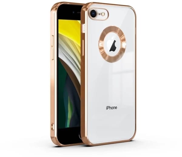 Picture of For Apple iPhone 7 / Apple iPhone 8 / Apple iPhone SE Transparent Electroplated Logo View Back Super Soft TPU CD Case Phone Back Cover
