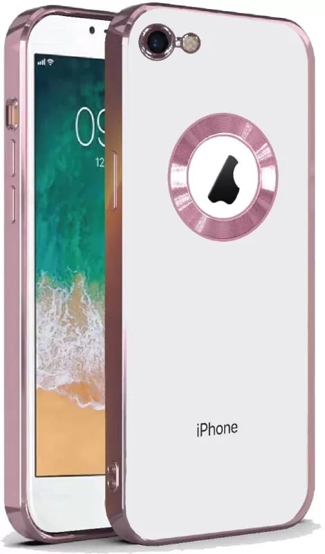 Picture of For Apple iPhone 7 / Apple iPhone 8 / Apple iPhone SE Transparent Electroplated Logo View Back Super Soft TPU CD Case Phone Back Cover