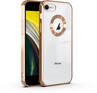 Picture of For Apple iPhone 7 / Apple iPhone 8 / Apple iPhone SE Transparent Electroplated Logo View Back Super Soft TPU CD Case Phone Back Cover