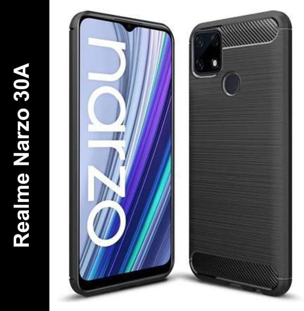 Picture of Realme C 12/ C25/C25s/ narzo20/narzo30A Carbon Fiber High Quality Soft Mobile Back Cover (Black) for Realme C 12/ C25/C25s/ narzo20/narzo30A