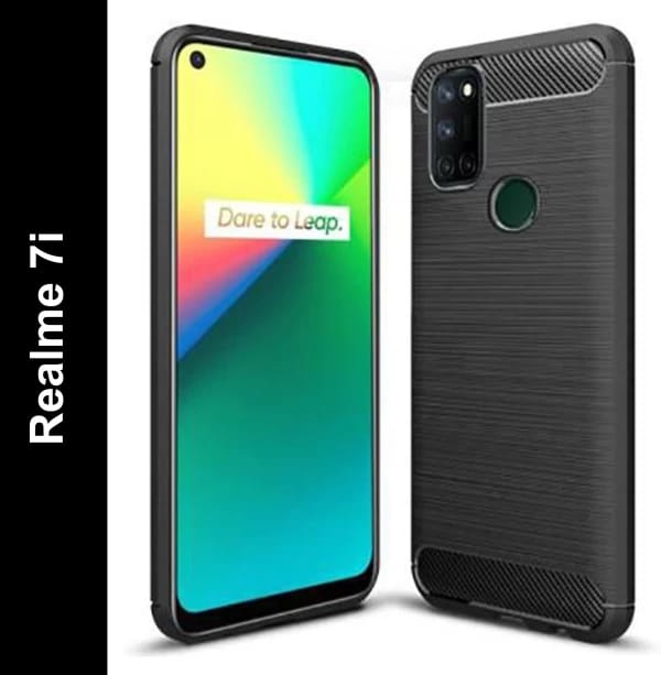 Picture of For Realme C17 / Realme 7I Carbon Fiber High Quality Soft Mobile Back Cover (Black) for Realme C17 / Realme 7I