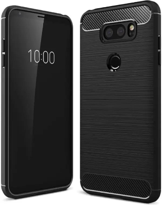 Picture of For LG V30 Carbon Fiber High Quality Soft Mobile Back Cover (Black) for  LG V30