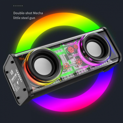Picture of V8 Transparent Mecha Wireless Bluetooth Speaker Sound Light Rhythm Subwoofer TWS Stereo Cyberpunk Music Center Hands-free Call