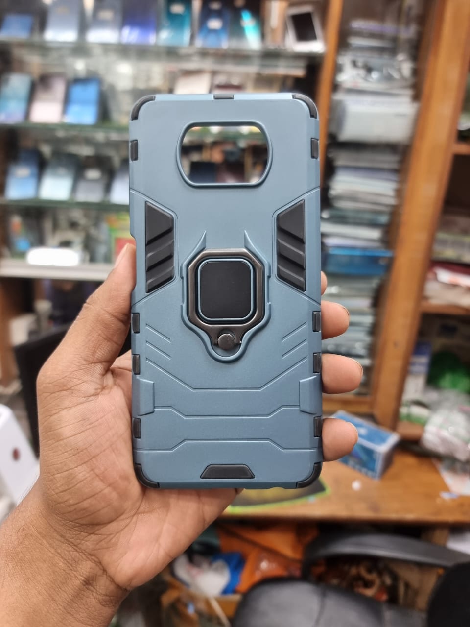 Picture of for Xiaomi POCO X3 / POCO X3 NFC / POCO X3 Pro ARMOR Hard Case Hybrid Fabric TPU Shockproof Metal Ring Holder Cover