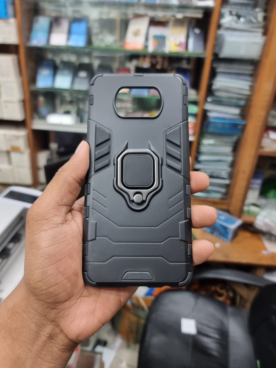 Picture of for Xiaomi POCO X3 / POCO X3 NFC / POCO X3 Pro ARMOR Hard Case Hybrid Fabric TPU Shockproof Metal Ring Holder Cover