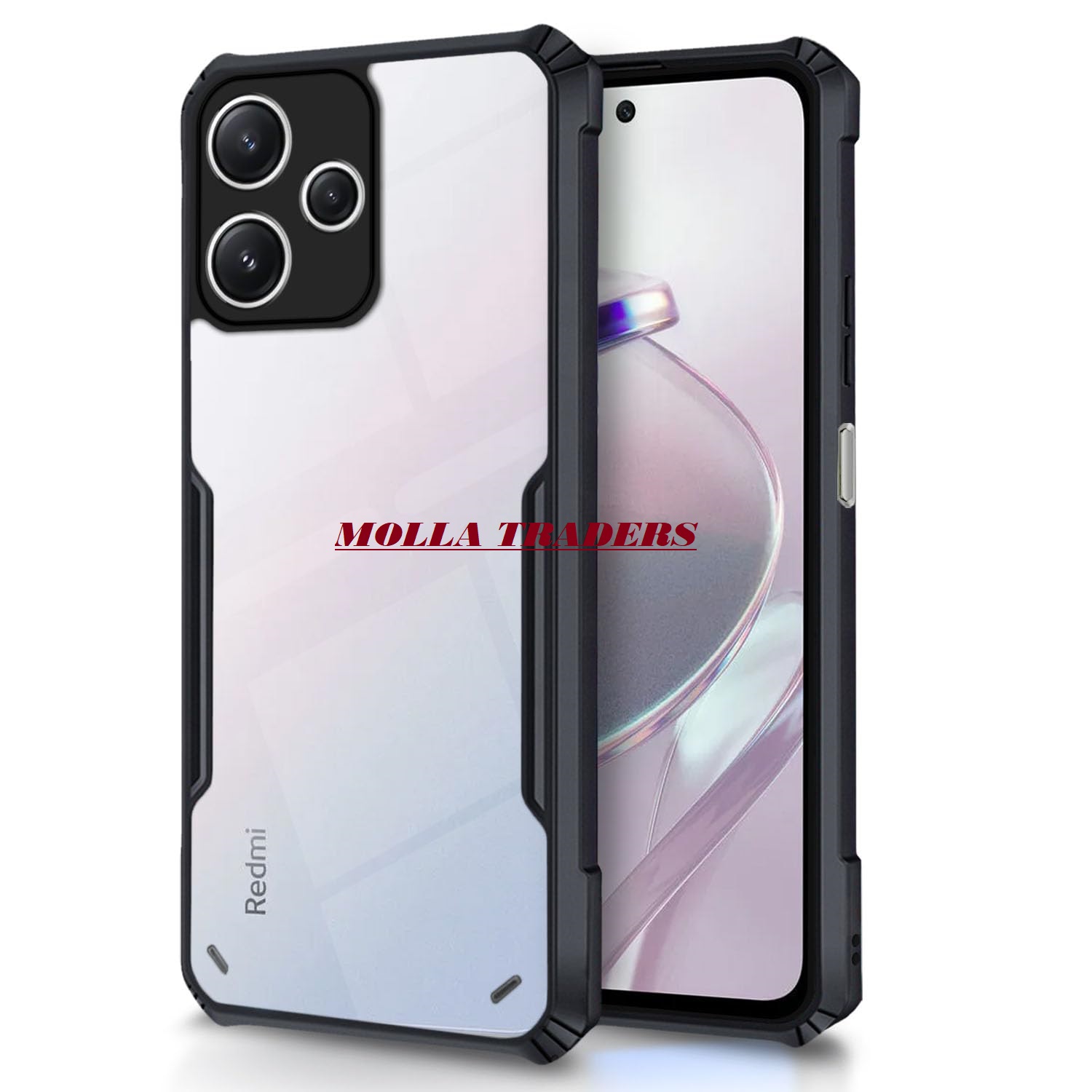 Picture of Redmi 12 5G /Poco M6 Pro 5G Xunddu  Back Cover | Crystal Clear Transparent Back | Ultra Hyrbid | Full Camera Protection | Raised Edge | Bumper Back Case (Black)