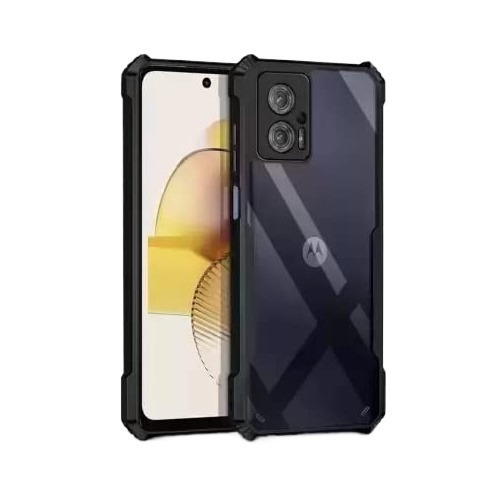 Picture of For Motorola Moto G13 G23 Clear Back Hard Covers Shockproof Soft Black Rubber Frame Camera Protection Transparent Mobile Phone Cases