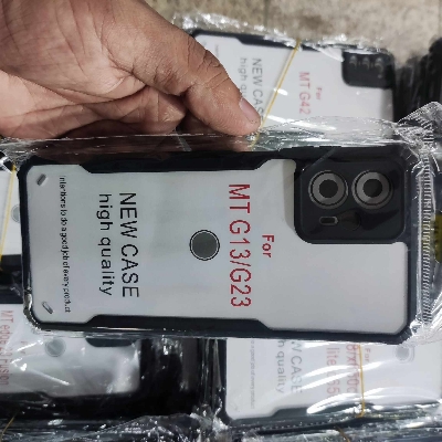 Picture of For Motorola Moto G13 G23 Clear Back Hard Covers Shockproof Soft Black Rubber Frame Camera Protection Transparent Mobile Phone Cases