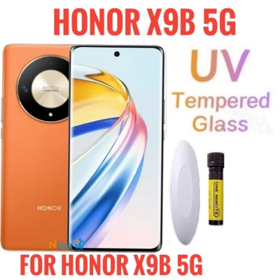 Picture of For Honor X9b 5G / Honor X9b (A+ GRADE) Premium UV Tempered Glass Screen Protector Curved with Liquid Glue and UV Light -Transparent Clear