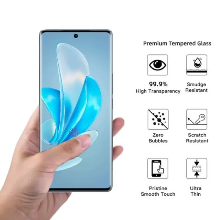 Picture of For Honor X9b 5G / Honor X9b (A+ GRADE) Premium UV Tempered Glass Screen Protector Curved with Liquid Glue and UV Light -Transparent Clear