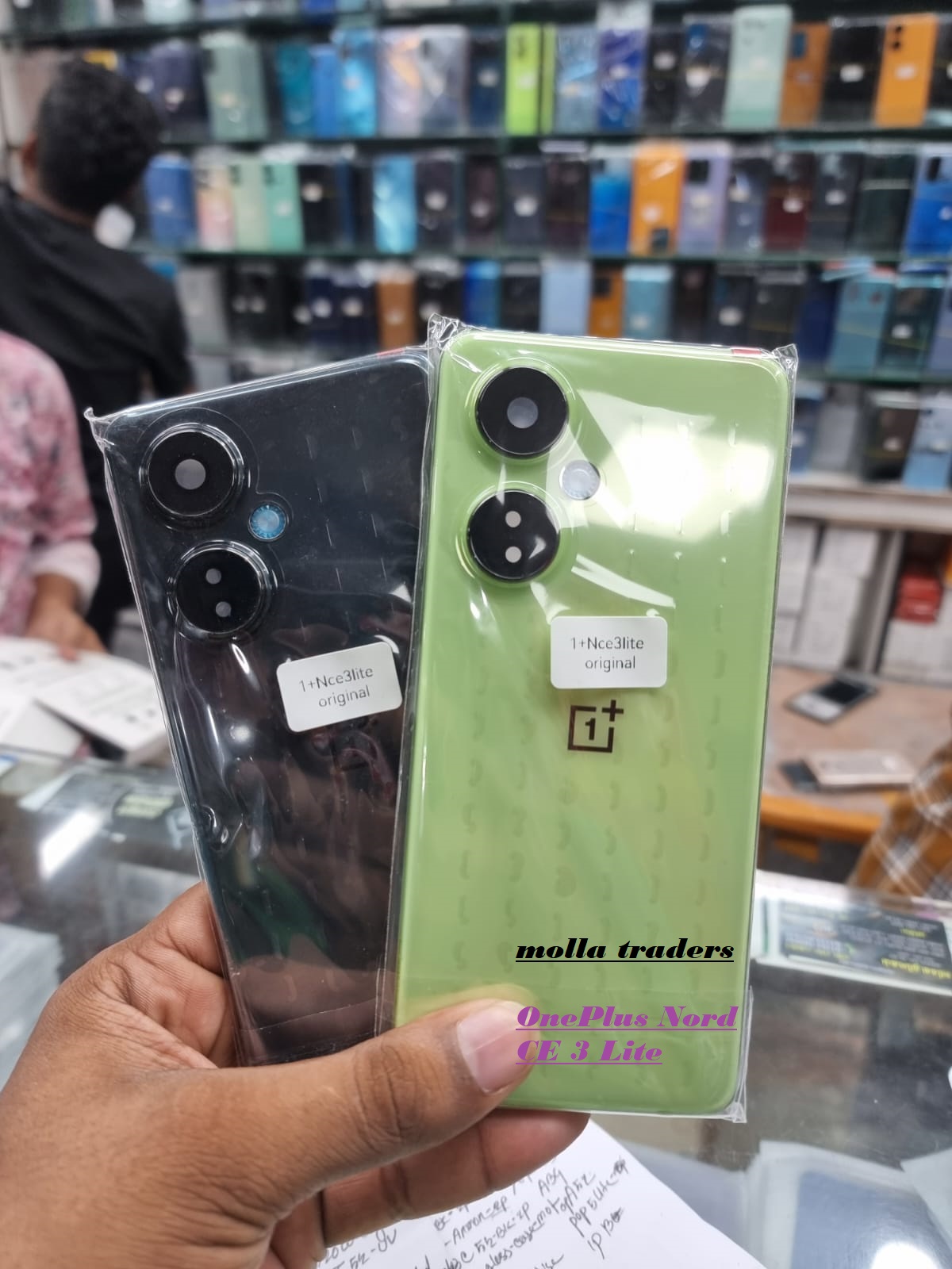 Picture of Replacement Backshell Glass Panel + middle fram  for Oneplus Nord CE 3 Lite 5G Battery Back Door Housing