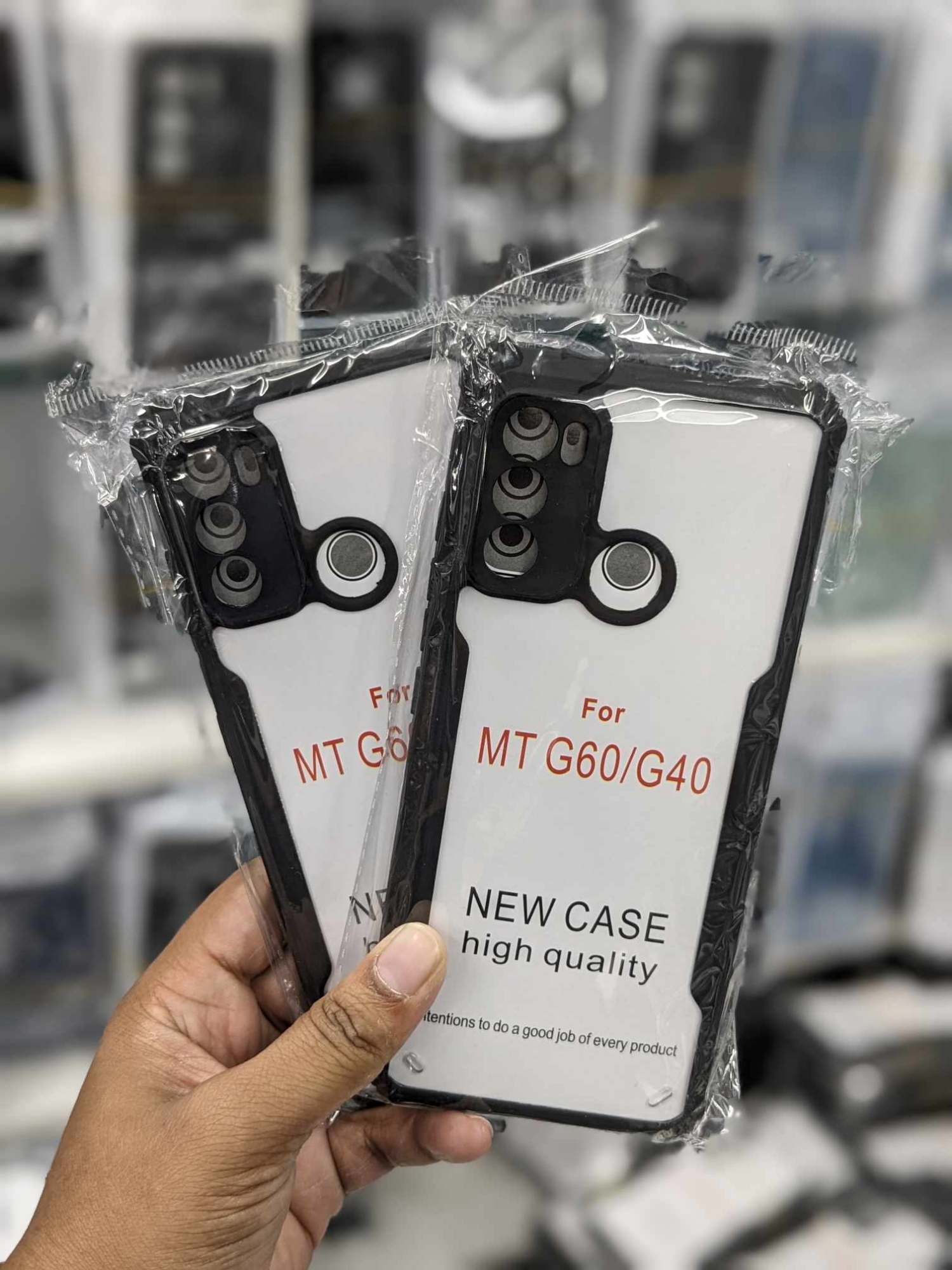 Picture of For Motorola Moto G40 Fusion G60 Hard Covers Shockproof Soft Black Rubber Frame Camera Protection Clear Back Transparent Mobile Phone Cases