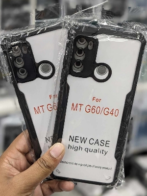 Picture of For Motorola Moto G40 Fusion G60 Hard Covers Shockproof Soft Black Rubber Frame Camera Protection Clear Back Transparent Mobile Phone Cases