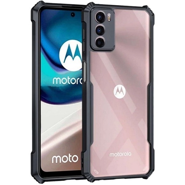 Picture of For Motorola Moto G42 Clear Back Hard Covers Shockproof Soft Black Rubber Frame Camera Protection Transparent Mobile Phone Cases