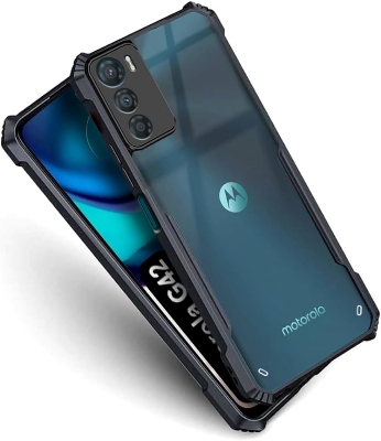 Picture of For Motorola Moto G42 Clear Back Hard Covers Shockproof Soft Black Rubber Frame Camera Protection Transparent Mobile Phone Cases