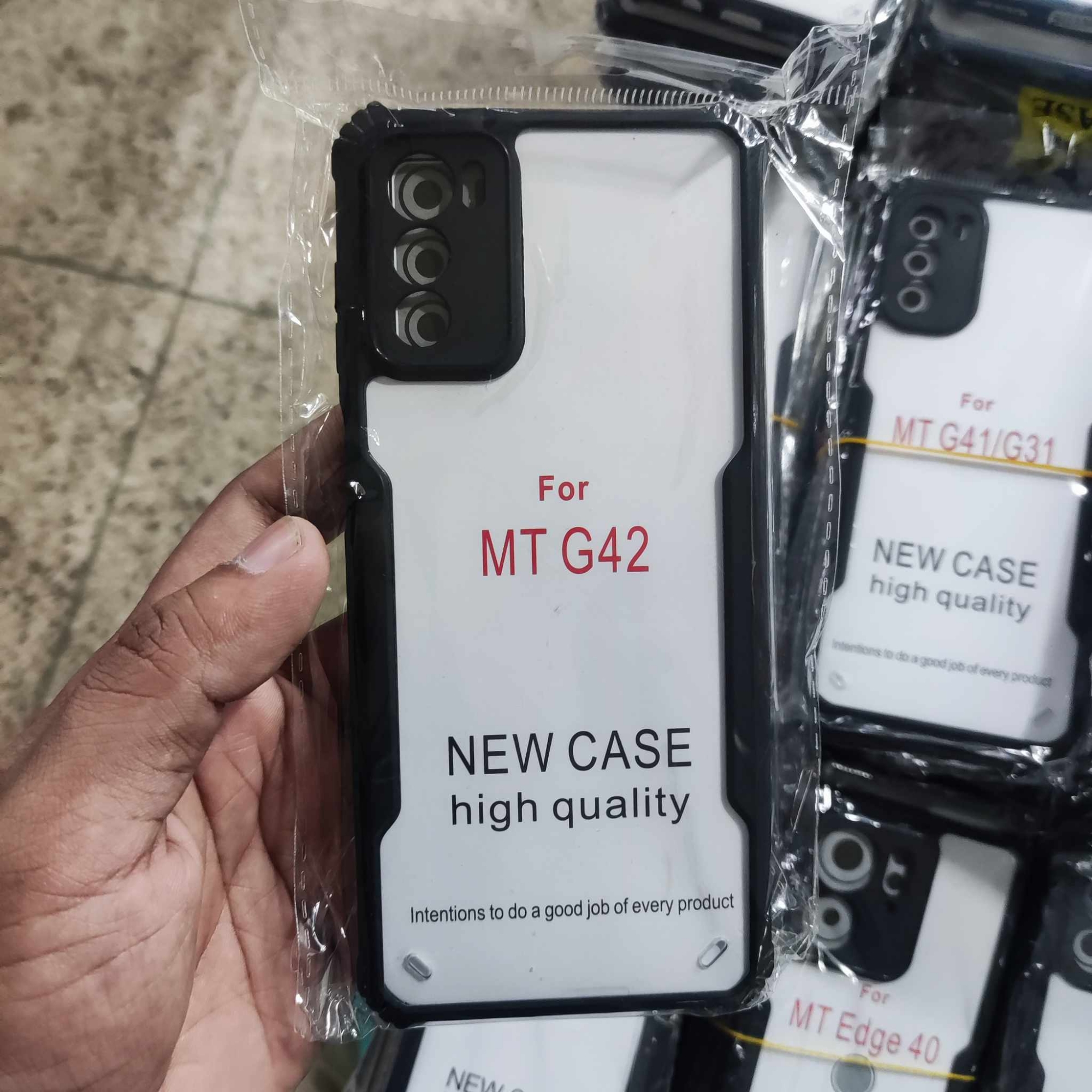 Picture of For Motorola Moto G42 Clear Back Hard Covers Shockproof Soft Black Rubber Frame Camera Protection Transparent Mobile Phone Cases