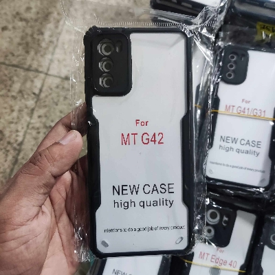 Picture of For Motorola Moto G42 Clear Back Hard Covers Shockproof Soft Black Rubber Frame Camera Protection Transparent Mobile Phone Cases